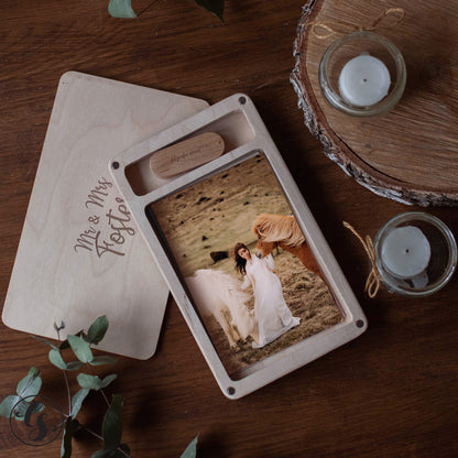 Wood USB Photo Box for 4x6 Prints
