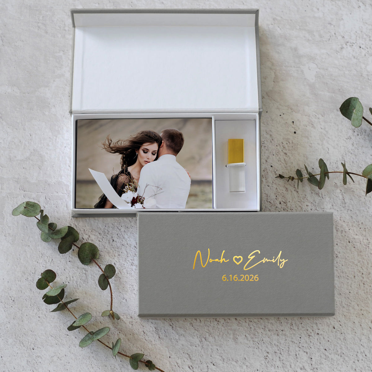 Linen USB Photo Box
