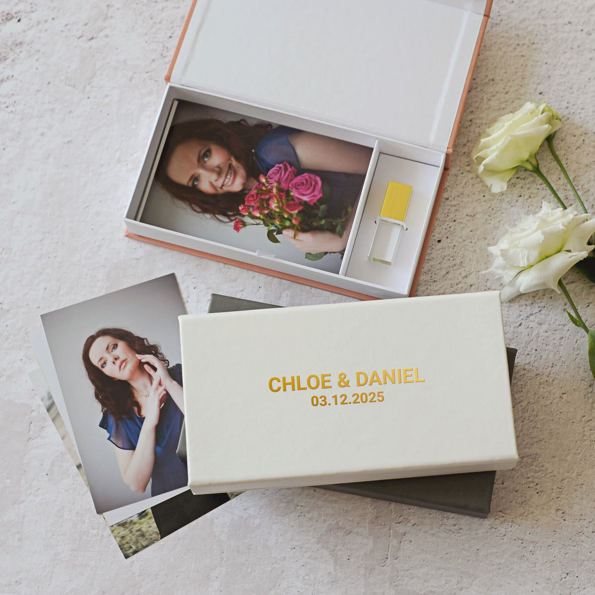 Faux Leather USB Photo Box