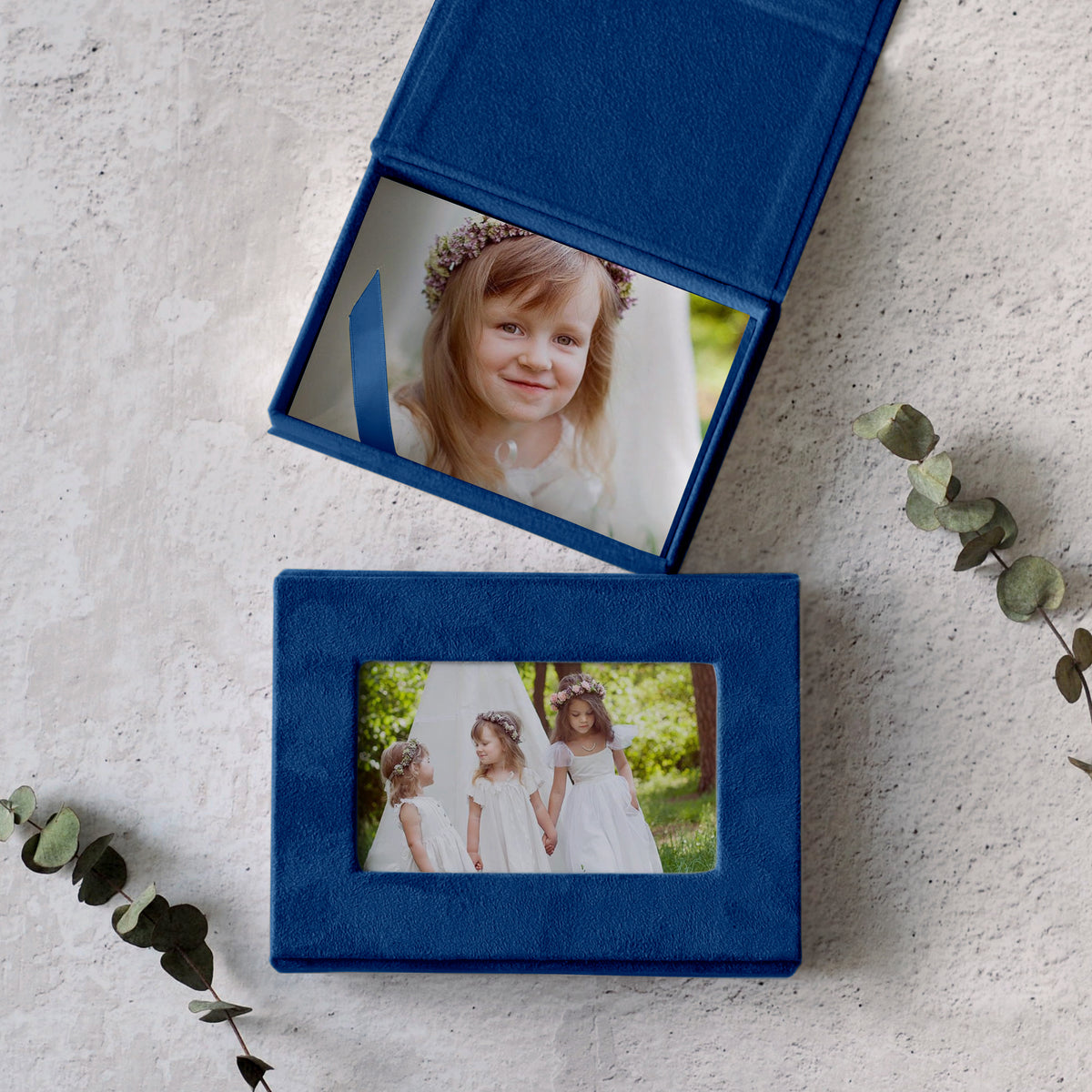 Soft Velvet Photo Box With Frame