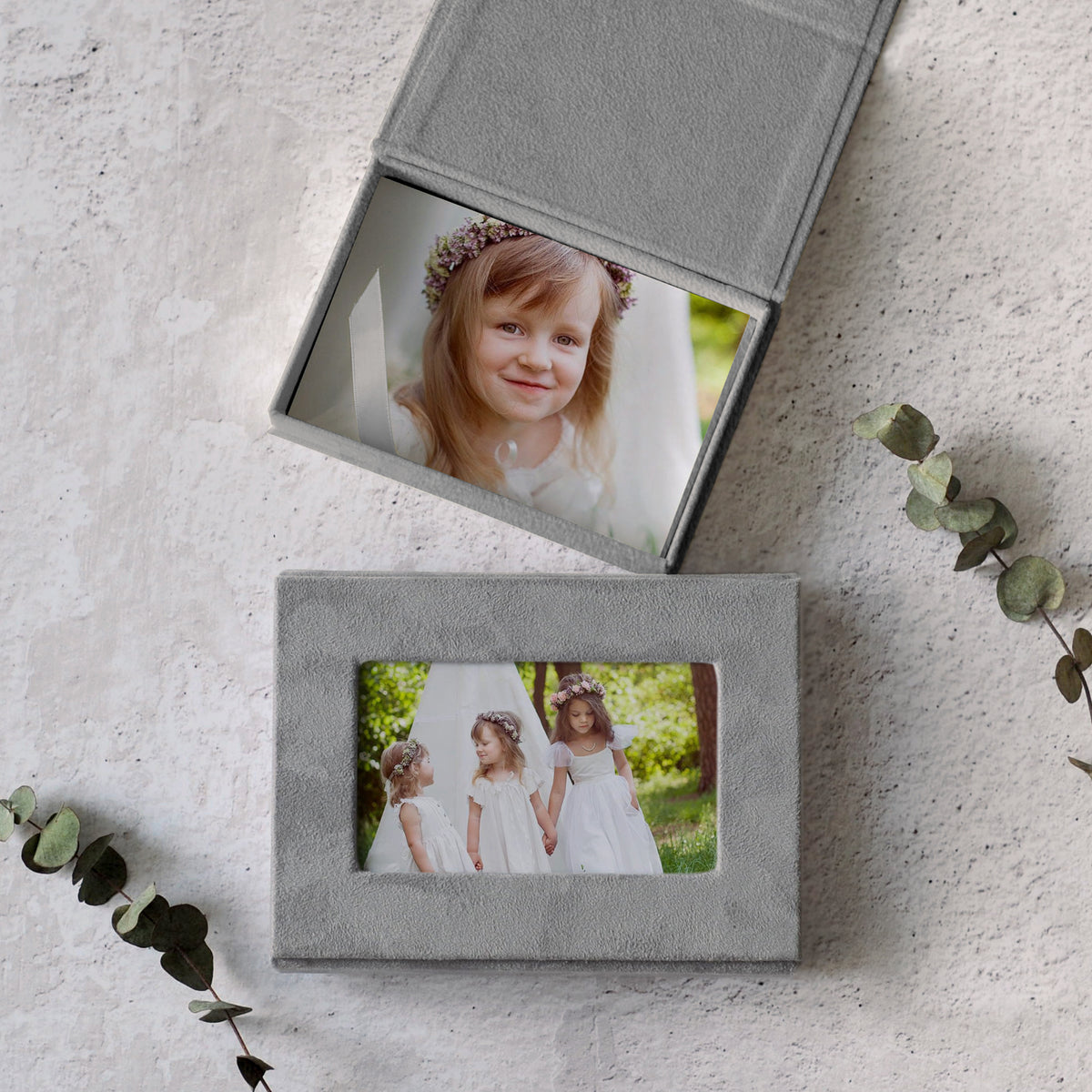 Soft Velvet Photo Box With Frame