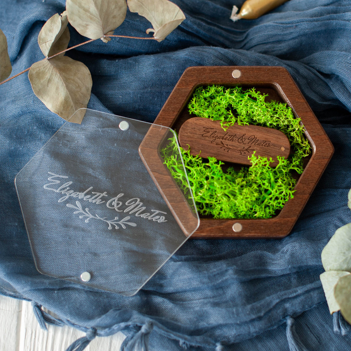 Hexagon Wood USB Box