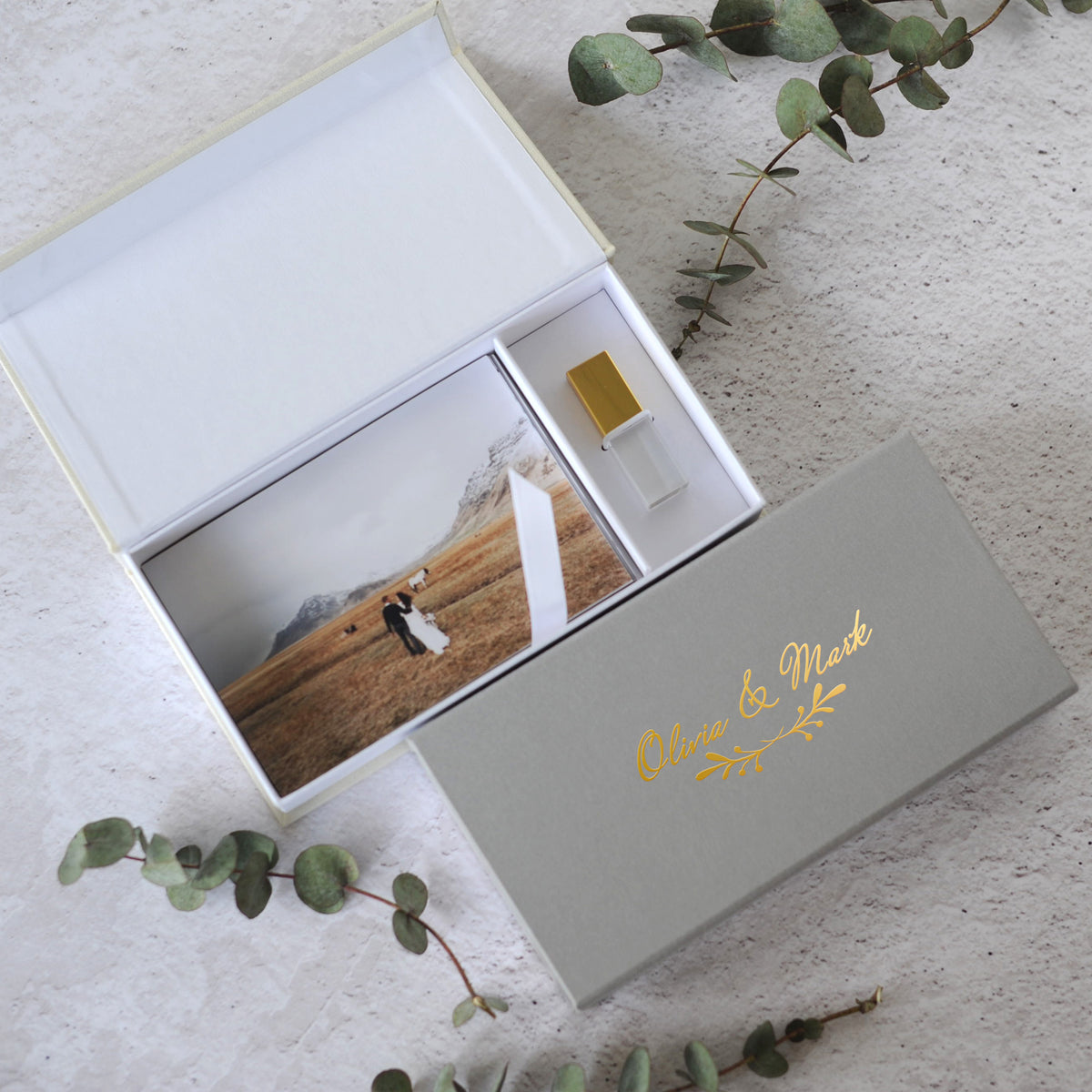 Linen USB Photo Box