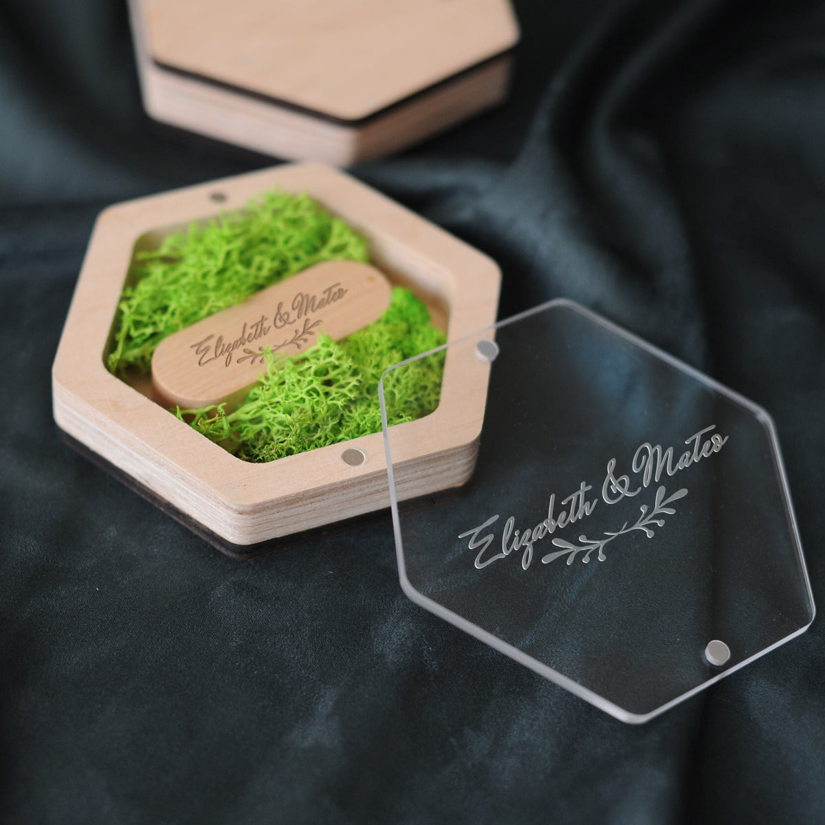 Hexagon Wood USB Box