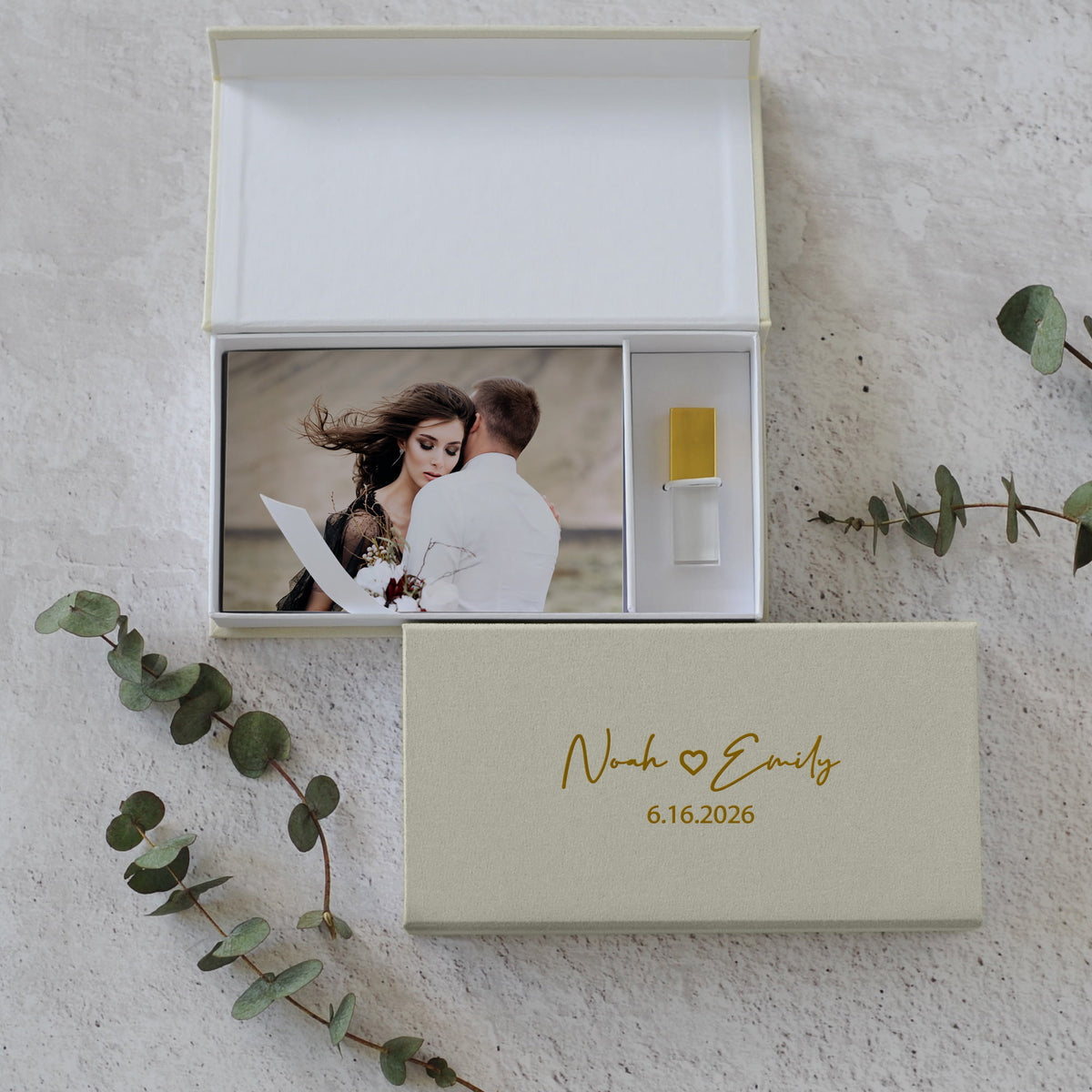 Linen USB Photo Box