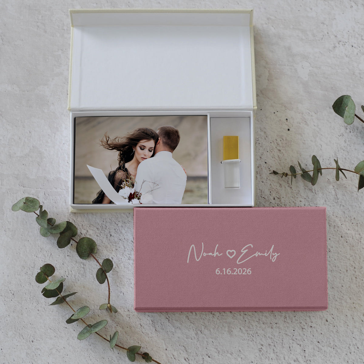 Linen USB Photo Box