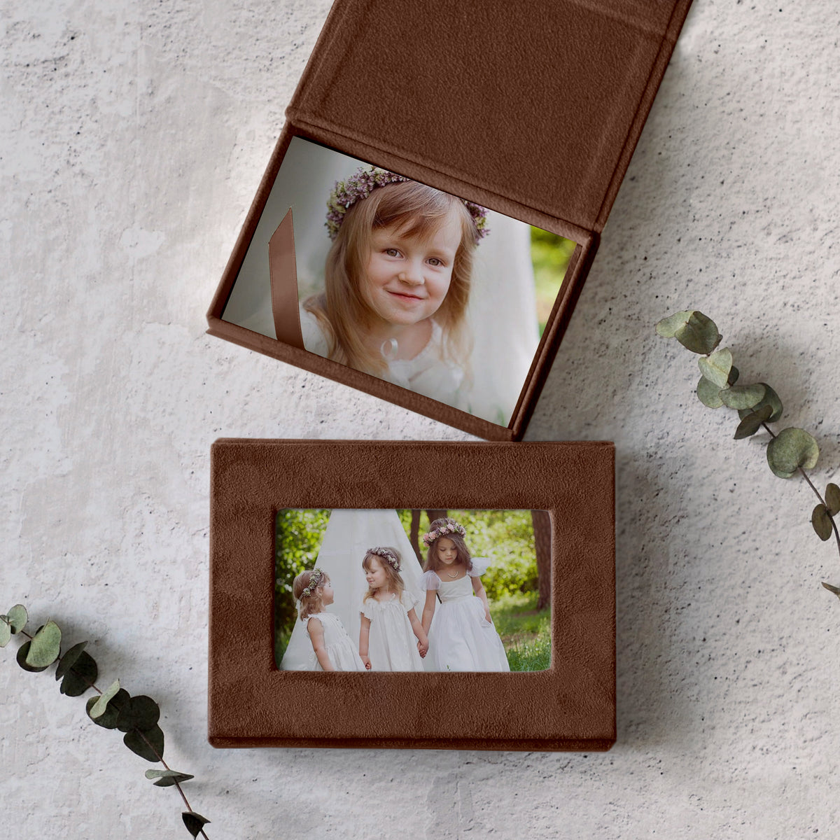 Soft Velvet Photo Box With Frame