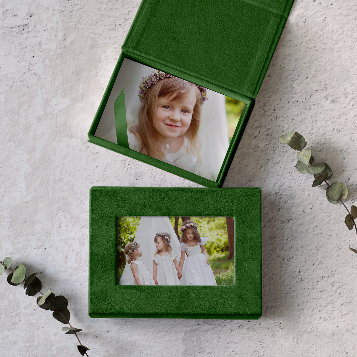Soft Velvet Photo Box With Frame