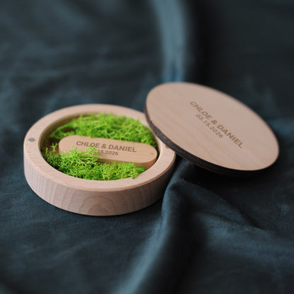 Round Wood USB Box