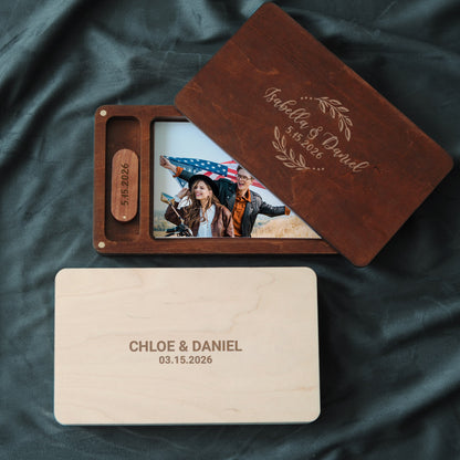 Wood USB Photo Box for 4x6 Prints