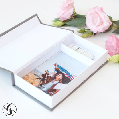 Faux Leather USB Photo Box